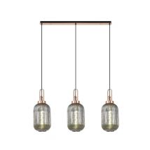 Glenn 3 Light Tubular Linear Pendant in Copper With Smoked Ribbed Glass