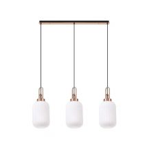 Glenn 3 Light Tubular Linear Pendant in Copper With Opal Ribbed Glass