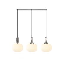 Glenn 3 Light Pumpkin Linear Pendant in Polished Nickel With Opal Glass