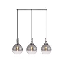 Glenn 3 Light Globe Linear Pendant In Polished Nickel With Smoked And Clear Glass 