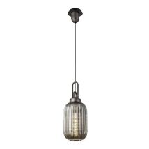 Glenn 1 Light Tubular Ceiling Pendant in Aged Pewter With Smoked Glass