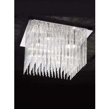 Franklite FL2093/10 Carillon 10 Light Large Glass Rod Flush Ceiling Light