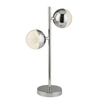 Searchlight Eclipse 2 Light Table Lamp In Chrome With Crystal Sand