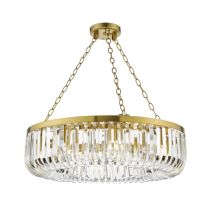 Dar Gold Lighting Sigourney 8 Light Ceiling Pendant Light In Satin Gold Finish and Clear Glass