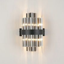Hampton 4 Light Wall Light In Satin Black Finish With Smoked Glass