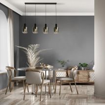 Searchlight Sweden 4 Light Ceiling Bar Pendant Light In Matt Black With Ombre Glass 88910-4BK