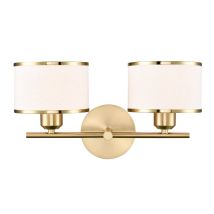 Franklite Polaris 2 Light Wall Light In Aged Brass With Fabric Shades FL2498-2