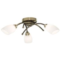 Searchlight 8183-3AB Opera 3 Light Flush Ceiling Light Antique Brass