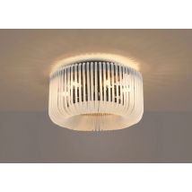 Verne 40 cm Round Flush Ceiling Light In Black Finish With Frosted Glass