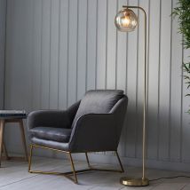 Endon 98271 Dimple Floor Lamp In Satin Brass Finish With Champagne Glass Shade