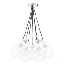 Dar Wisebuys Elpis 7 Light Cluster Ceiling Pendant In Polished Chrome And Twisted Glass