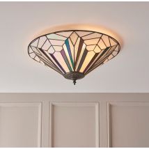 Interiors 1900 63935 Astoria Tiffany 2 Light Large Flush Ceiling Light With Shade