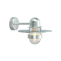 Norlys BERGEN-GAL-C Bergen 1 Light Wall Lantern Light - Galvanised - With Clear Glass