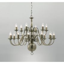 Impex Traditional Flemish Style Large 18 Light 2 Tier Hallway Chandelier - product_finish:Antique Brass Finish Frame