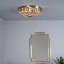 Dar Lighting ASM5475 Asmara 5 Light Crystal Flush In Antique Brass