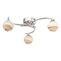 Dar Lighting ATI5350-07 Atiya 3 Light Semi Flush In Polished Chrome With Planet Style Glass
