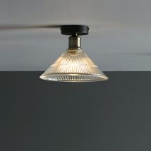 Dar Lighting BOY0175 Boyd 1 Light Flush Ceiling Light In Antique Brass with Glass Shade
