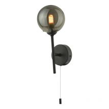 Dar Lighting COH0722-01 Cohen 1 Light Wall Light In Matt Black With Smoked Glass