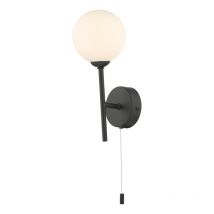 Dar Lighting COH0722-02 Cohen 1 Light Wall Light In Matt Black With Opal Glass