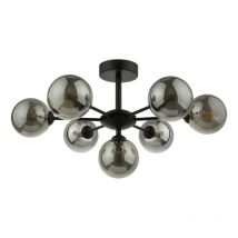 Dar Lighting COH3422-01 Cohen 7 Light Semi Flush In Matt Black With Smoked Glass