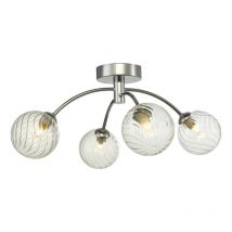 Dar Lighting IZZ0450-03 Izzy 4 Light Semi Flush In Polished Chrome With Twisted Glass