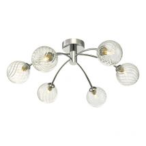 Dar Lighting IZZ0650-03 Izzy 6 Light Semi Flush In Polished Chrome With Twisted Glass