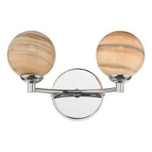 Dar Lighting IZZ0950-07 Izzy 2 Light Wall Light In Polished Chrome With Swirl Glass