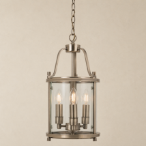 Hakka Small Antique Brass 3 Light Round Hanging Ceiling Lantern
