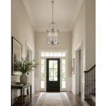 Hakka Small Polished Chrome 3 Light Round Hanging Hall Lantern