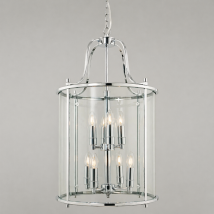 Hakka Large Polished Chrome 8 Light Round Hanging Ceiling Lantern