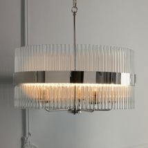 Laura Ashley Alexa 5 Light Glass Ceiling Pendant Light in Polished Nickel Finish