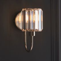 Endon 104109 Berenice Wall Light In Bright Nickel With Cut Faceted Glass Shade
