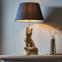 Endon 106796 Fox Table Lamp In Vintage Gold Finish With Black Shade