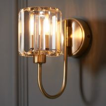 Endon 107803 Berenice Wall Light In Antique Brass With Cut Faceted Glass Shade