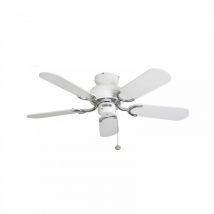 Fantasia 110521 Capri 36" Ceiling Fan In Gloss White And Stainless Steel With Matt White Blades