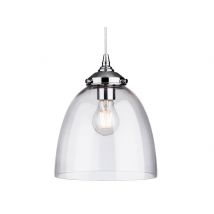Firstlight 3727CH Seville 1 Light Ceiling Bell Pendant In Chrome With Clear Glass