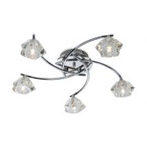 Firstlight 8365CH Clara 5 Light Flush Ceiling Light with Glass Shade
