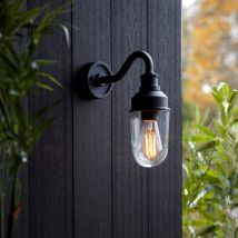 Classic Outdoor Wall Light In Matt Black Finish With Clear Glass Shade IP44