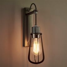 Industrial 1 Light Wall Light In Black Chrome And Matt Black Finish
