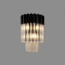 Prestige Metro Stunning Wall Light In Matt Black With Clear Sculptured Glass