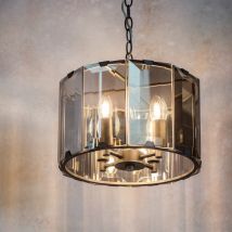 Ceiling Pendant Light with Smoked Glass Panels 61281