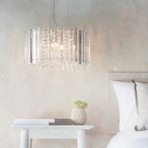 5 Light Ceiling Pendant Light In Chrome Plate And Clear Crystal Glass
