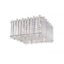 Impex Chantale 4 Light Crystal Square Medium Flush Ceiling Light In Polished Chrome Finish