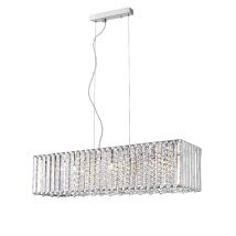 Impex Sophia 7 Light Crystal Oblong Ceiling Pendant Light In Polished Chrome Finish