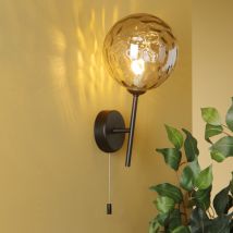 Dar Lighting Cohen Wall Light In Matt Black Finish With Round Smoked Glass COH0722-10