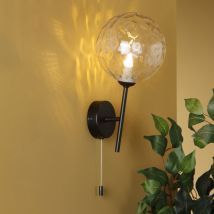 Dar Lighting Cohen Wall Light In Matt Black Finish With Round Moulded Glass COH0722-12