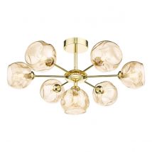 Dar Lighting Cohen 7 Light Semi Flush Ceiling Light In Polished Gold Finish With Round Champagne Glass COH3435-16