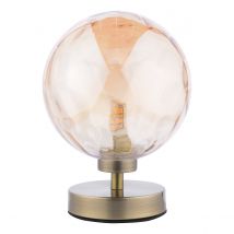Dar Lighting Esben Table Lamp In Antique Brass Finish With Amber Dimpled Glass ESB4175-11