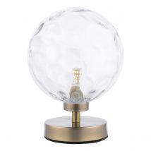 Dar Lighting Esben Table Lamp In Antique Brass Finish With Clear Dimpled Glass ESB4175-12