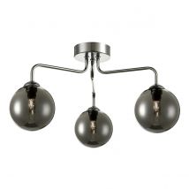Dar Lighting FEY0350-01 Feya 3 Light Semi Flush In Polished Chrome With Smoked Glass